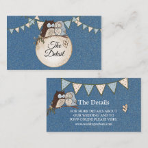 Beautiful Wedding Blue Brown Owl Glitter Detail