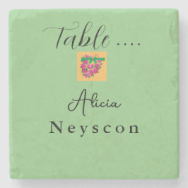 Beautiful Wedding green peach flowers heart ストーンコースター