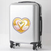 Beautiful Wedding Swans With Gold Rings シール (スーツケース)