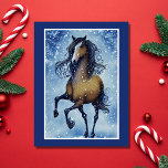 Beautiful Whimsical Horse in the Snow Christmas シーズンポストカード<br><div class="desc">Beautiful Whimsical Horse in the Snow Christmas Postcard  -  Inside Greeting:  "Wishing you a fun and festive holiday season! Enjoy all the joys that this time of year brings!"  -  The greeting can be personalized to read as you wish.</div>