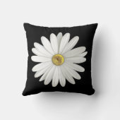 Beautiful White Daisy Flower on Black Throw Pillow クッション (裏面)