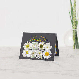 Beautiful White Flowers Floral Bouquet Thank You カード