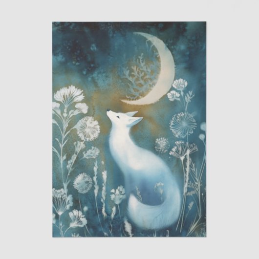 Beautiful White Fox Cyanotype Printing 薄葉紙 (正面)
