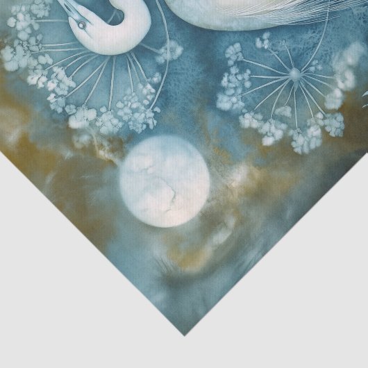Beautiful White Heron Cyanotype Printing 薄葉紙 (詳細)