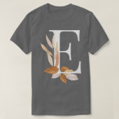 Beautiful White Letter E Fall Autumn Initial Leave Tシャツ (デザイン正面)