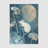 Beautiful White Mouse Cyanotype Printing 薄葉紙 (正面)