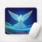 Beautiful White Neon Angel Computer Mousepad マウスパッド (マウス)