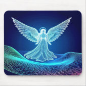 Beautiful White Neon Angel Computer Mousepad マウスパッド (正面)
