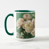 Beautiful White & Pink Peonies Name Monogram マグカップ (左)