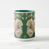 Beautiful White & Pink Peonies Name Monogram マグカップ (中央)