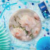 Beautiful White & Pink Peonies On Pink Background ペーパープレート (パーティー)