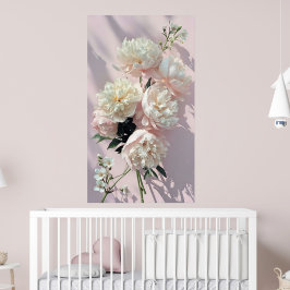Beautiful White & Pink Peonies On Pink Background ポスター