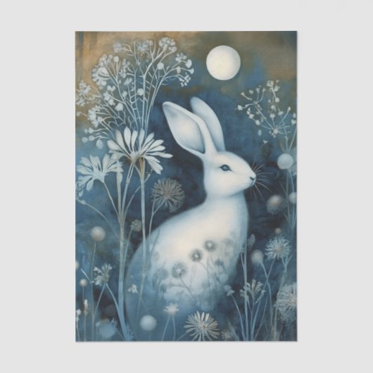 Beautiful White Rabbit Cyanotype Printing 薄葉紙 (正面)