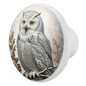 Beautiful White Snowy Owl Winter Theme セラミックノブ (右)