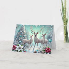 Beautiful White Stag Christmas Holiday Card シーズンカード