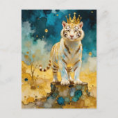 Beautiful White Tiger in a Gold Crown ポストカード (正面)