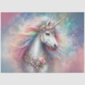 Beautiful White Unicorn Rainbow Mane Decoupage 薄葉紙 (正面)