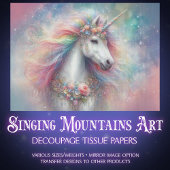 Beautiful White Unicorn Rainbow Mane Decoupage  薄葉紙