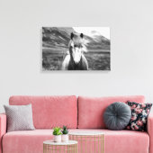 Beautiful Wild Horse Black and White キャンバスプリント (インサイチュ (リビング))