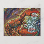 Beautiful Wild Maine Lobster Breaking Ice Cubes ポストカード (正面)