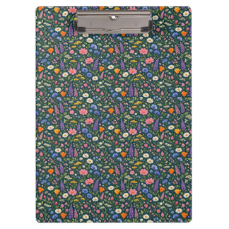 Beautiful Wildflower Garden on Dark Teal クリップボード