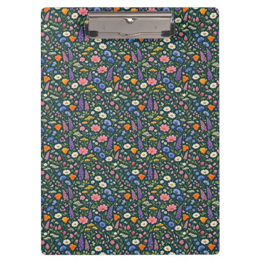 Beautiful Wildflower Garden on Dark Teal クリップボード (正面)