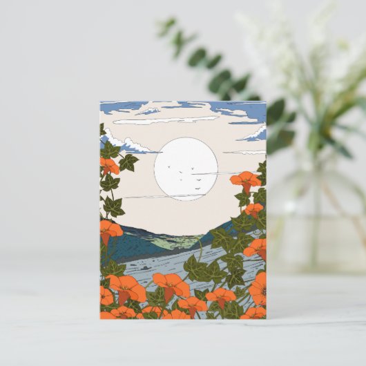 Beautiful Wildflower Meadow Landscape ポストカード (スタンド正面)