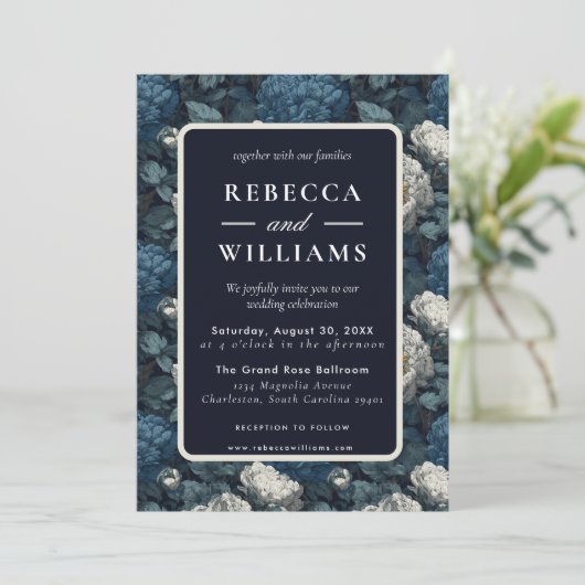 Beautiful Wildflower Peonies Flower  Fall Wedding  招待状 (スタンド正面)