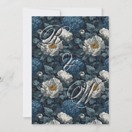 Beautiful Wildflower Peonies Flower  Fall Wedding  招待状 (裏面)