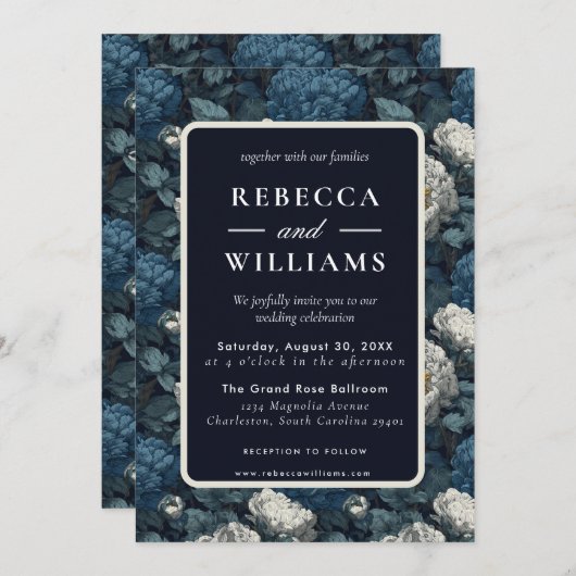 Beautiful Wildflower Peonies Flower  Fall Wedding  招待状 (正面/裏面)