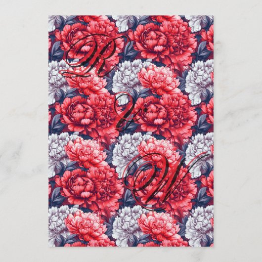 Beautiful Wildflower Peonies Flower Wedding 招待状 (裏面)