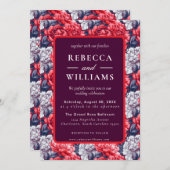 Beautiful Wildflower Peonies Flower Wedding 招待状 (正面/裏面)