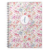 Beautiful Wildflower Watercolor Pattern Monogram ノートブック (正面)