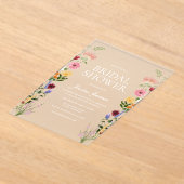 Beautiful Wildflowers Summer Spring Bridal Shower アクリル招待状 (レイダウン)