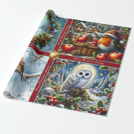 Beautiful Winter Birds Christmas Wrapping Paper ラッピングペーパー