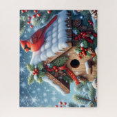 Beautiful Winter Cardinal Bird With Birdhouse ジグソーパズル (縦)