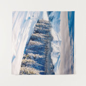 Beautiful winter landscape with snow covered trees タペストリー (正面(横))