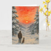 Beautiful winter landscape Xmas card カード (黄色い花)