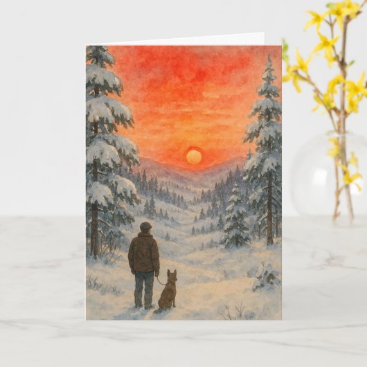 Beautiful winter landscape Xmas card カード (黄色い花)