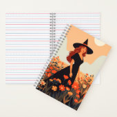beautiful witch in flowers fields colorful illustr ノートブック (内側)