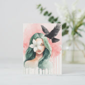 Beautiful Woman and Black Bird ポストカード (スタンド正面)