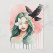 Beautiful Woman and Black Bird ポストカード (正面)