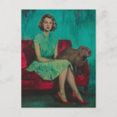 Beautiful Woman and Capybara on the couch ポストカード (正面)