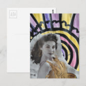 Beautiful Woman in 1939 on the beach collage art ポストカード (正面/裏面)