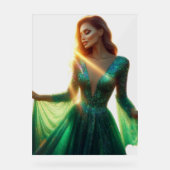 Beautiful Woman in a Green Dress on a 18x24  アクリルサイン (正面)