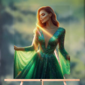 Beautiful Woman in a Green Dress on a 18x24  アクリルサイン (ニュートラル)