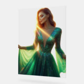 Beautiful Woman in a Green Dress on a 18x24  アクリルサイン (傾斜)