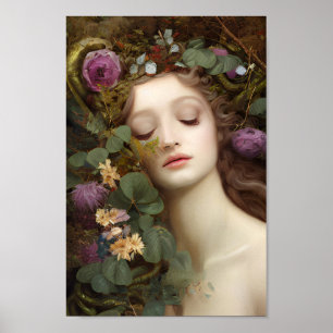Beautiful Woman in Colorful Nature Painting 2 ポスター