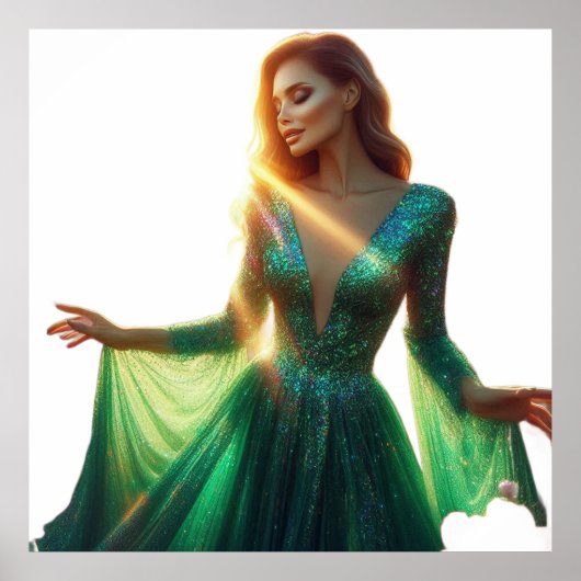 Beautiful Woman on a 40x40 Wall Poster ポスター (正面)