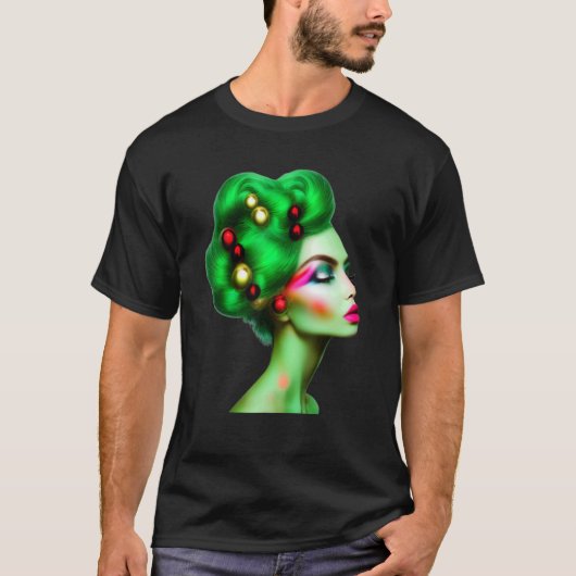 Beautiful Woman Silhouette Fancy Xmas Decoration H Tシャツ (正面)